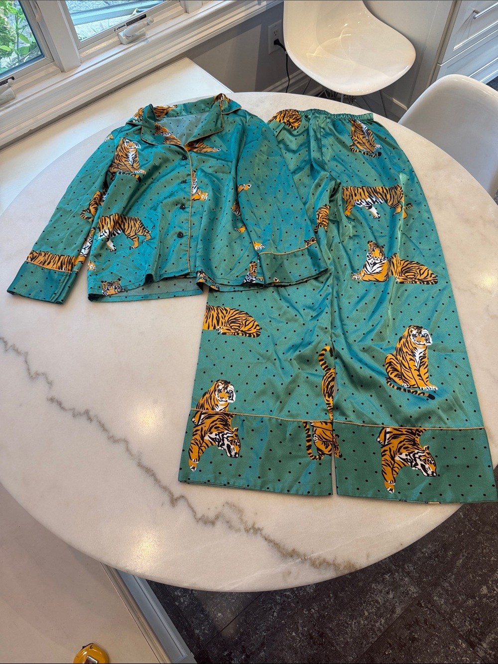 Tiger Print Teal Women's Pajama Set